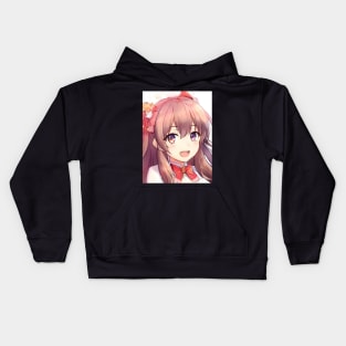 Brown hair beautiful anime girl Kids Hoodie